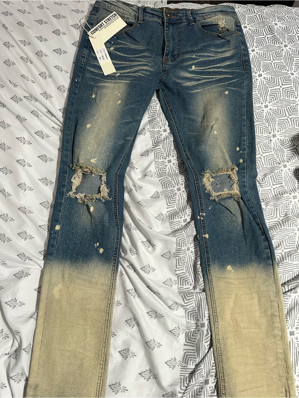 KDNK Skinny Two-Tone Distressed Men’s Jeans size 32 waist 32 inseam